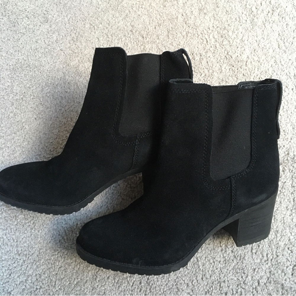 Sam Edelman Suede Hanley Pull On Chelsea Ankle Boot Bootie Black Womens Size 5.5